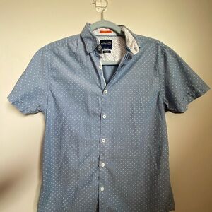 Denim & Flower Slim Fit Blue and White Casual Button Down Shirt